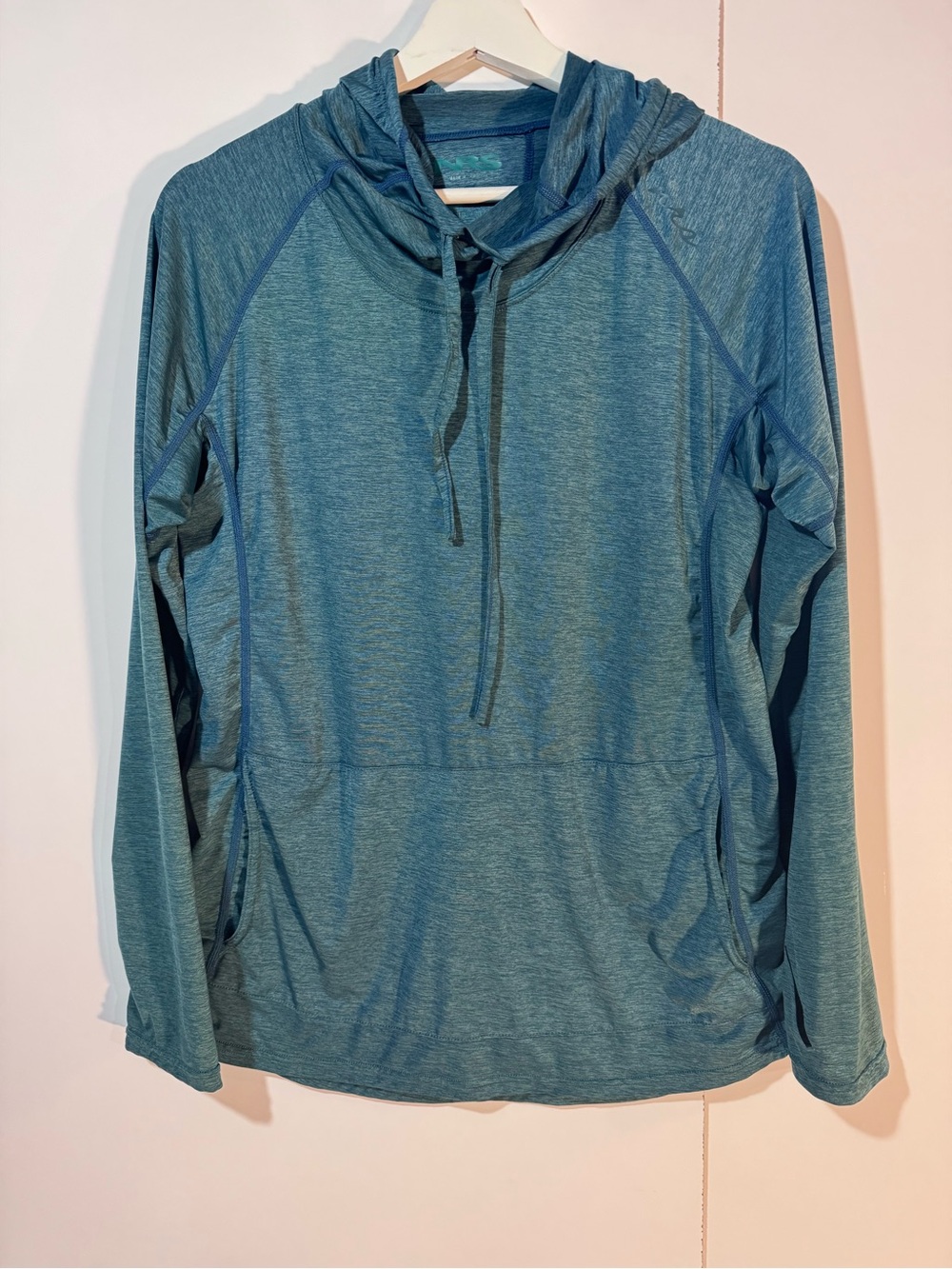NRS Hoodie Pullover Teal Blue UPF 50+ Recycled Half Zip Size M